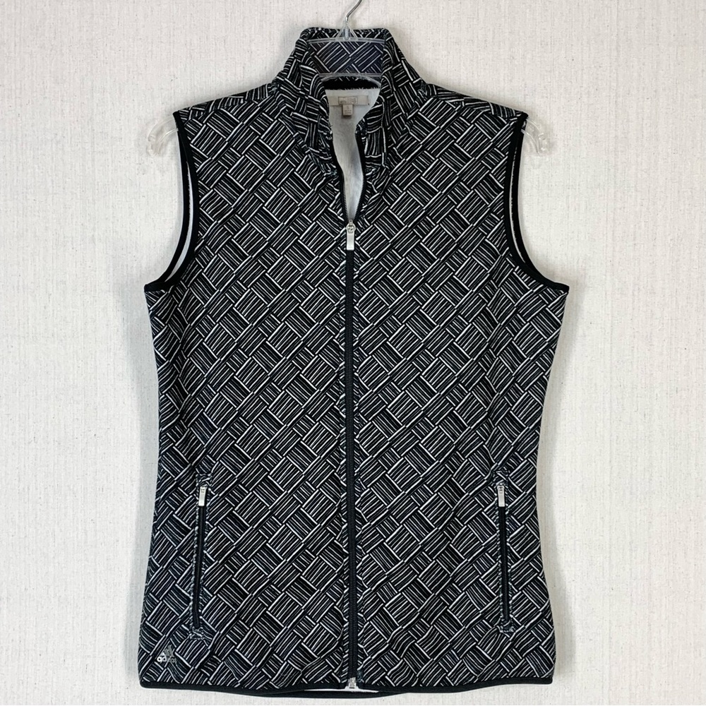 Adidas Women's Full Zip Geometric Print Faux Fur Lined Golf/Athletic Vest-Size S